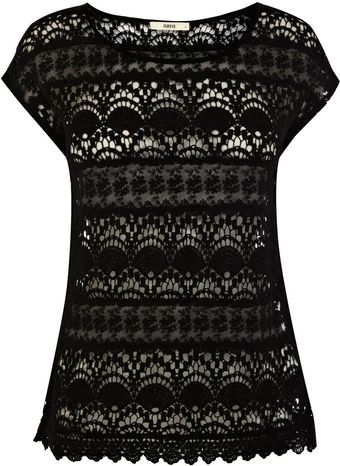 Oasis Crochet Lace Tshirt - Lyst