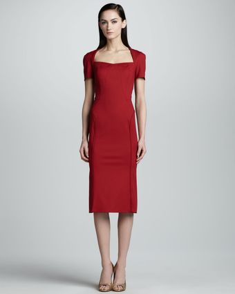 Zac Posen Shortsleeve Twill Dress - Lyst