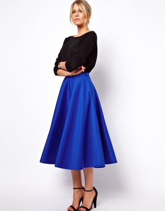 Asos Full Midi Skirt in Scuba - Lyst