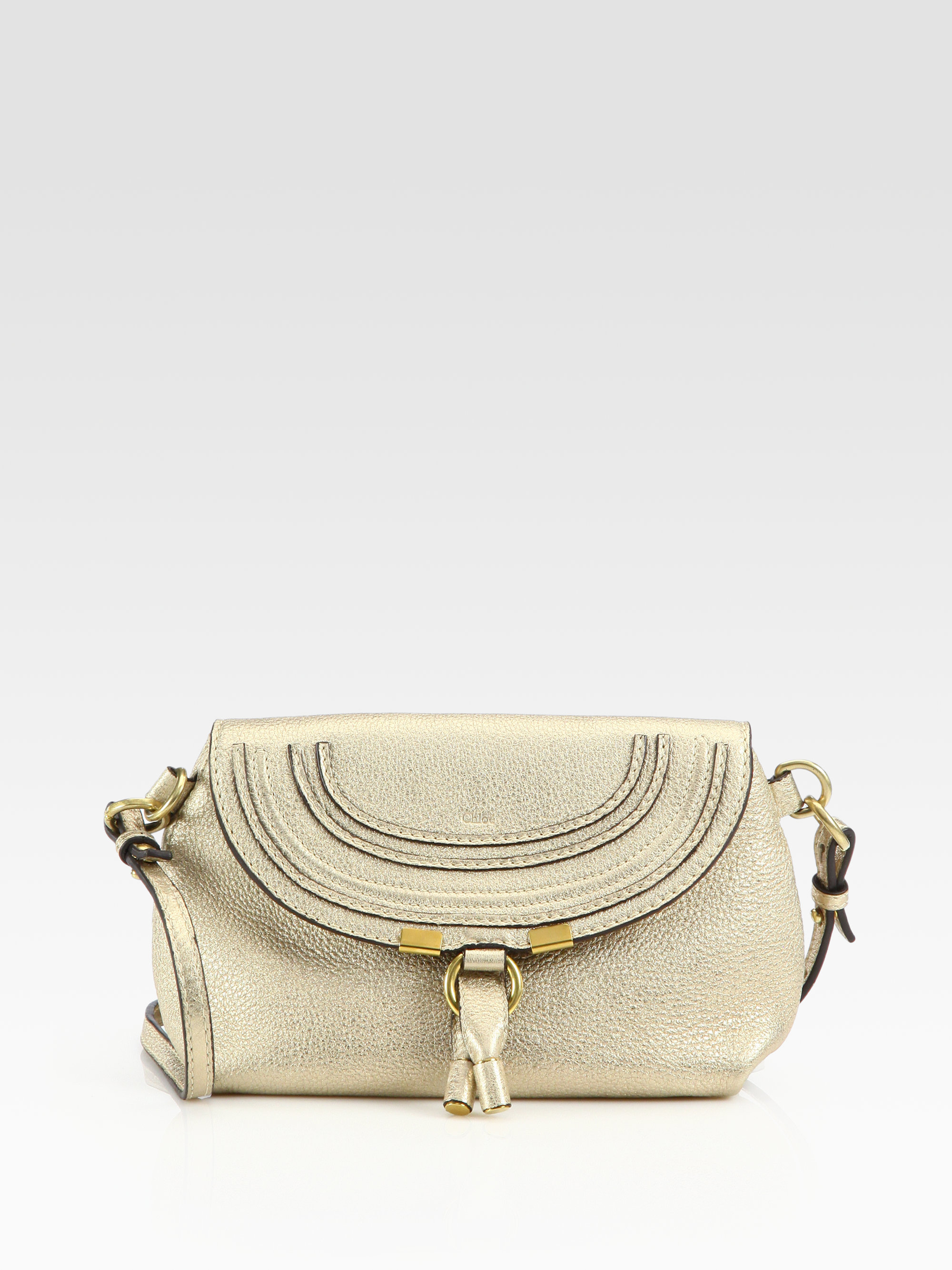 Chloé Marcie Metallic Crossbody Bag in Gold | Lyst