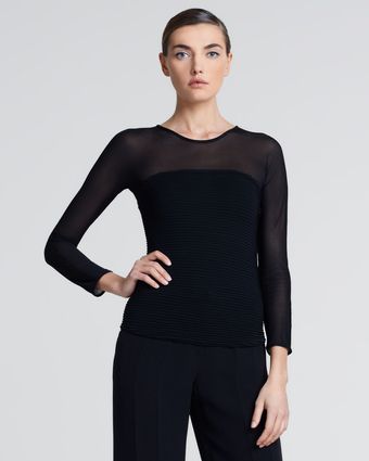 Giorgio Armani Meshyoke Ottomanpane Top Black - Lyst