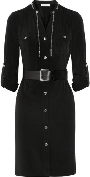 Michael by Michael Kors Chaintrimmed Belted Stretchjersey Dress - Lyst