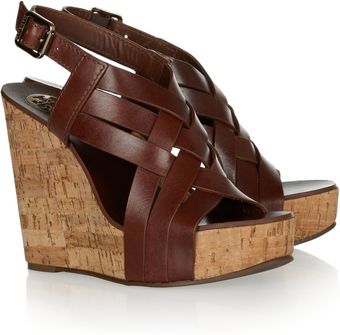 Tory Burch Ace Leather Wedge Sandals - Lyst