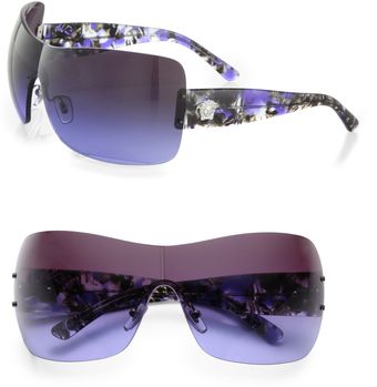 Versace Rimless Wrap Shield Sunglasses - Lyst