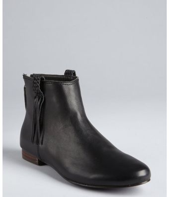 Joie Black Leather Braided Strap Fringed Genesis Ankle Boots - Lyst