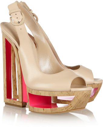 Casadei Cutout Wedge Leather Peeptoe Sandals - Lyst