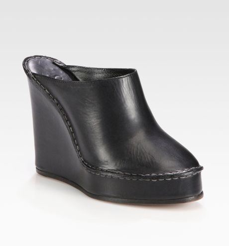 womens black wedge mules