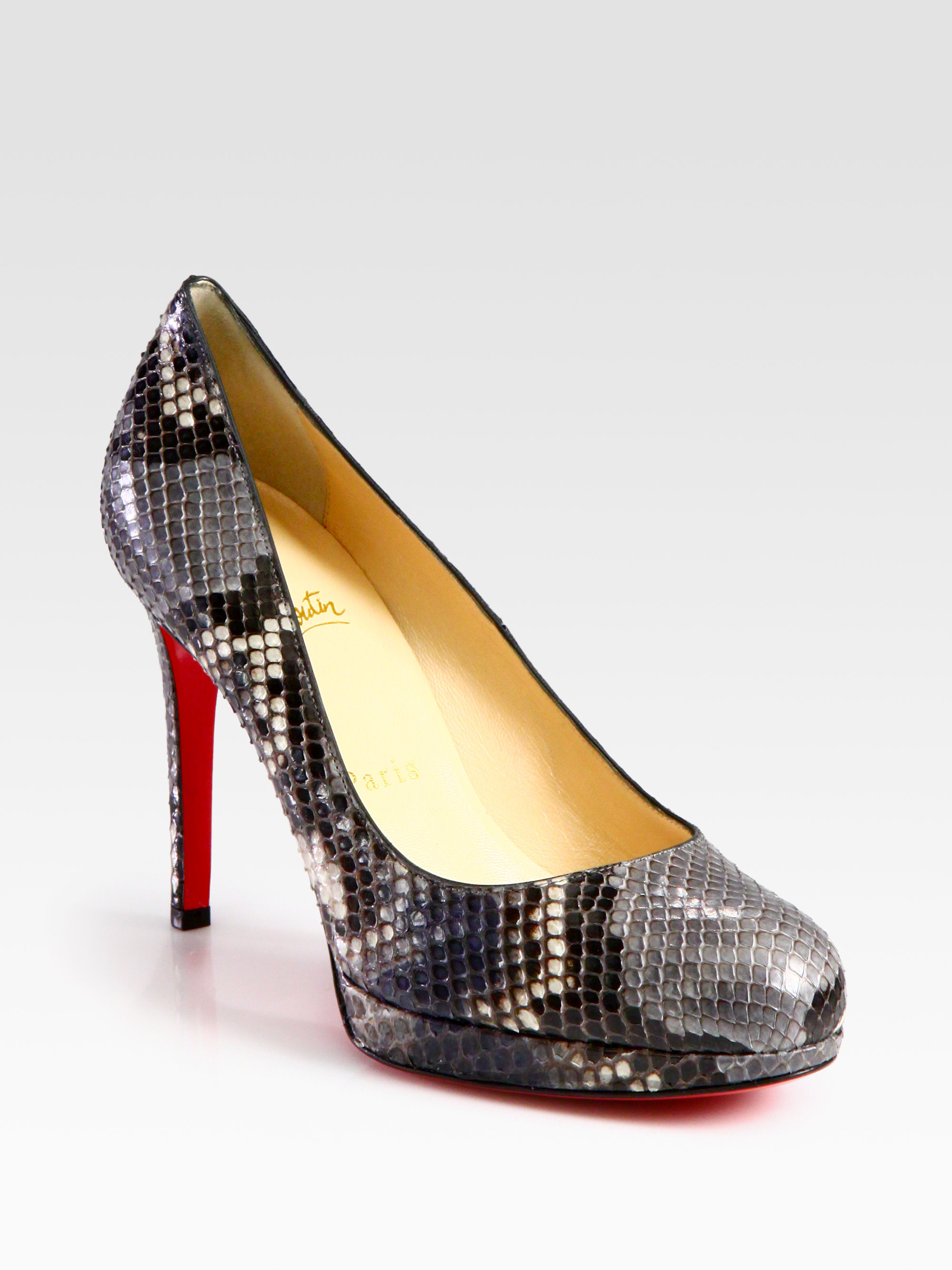Christian Louboutin Python Platform Pumps in Animal (grey