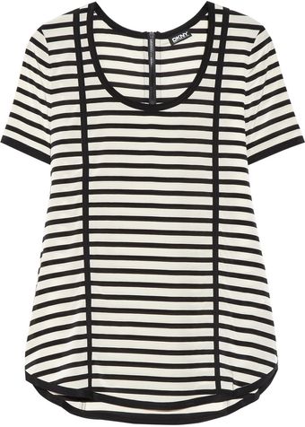 DKNY Striped Stretchsilk Crepe De Chine Blouse - Lyst