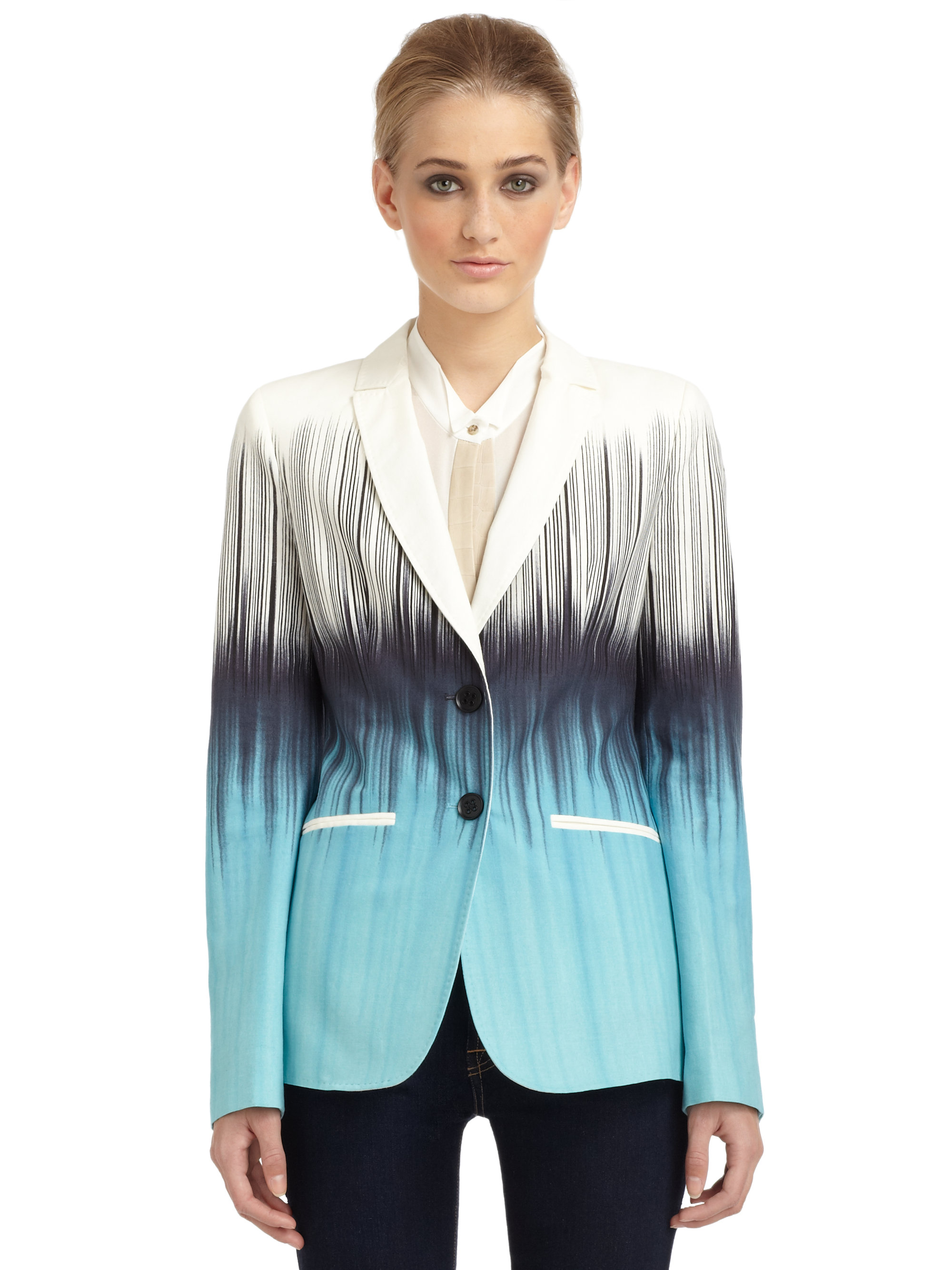 Elizabeth And James Pete Striped Ombre Blazer in Black (blue ombre)