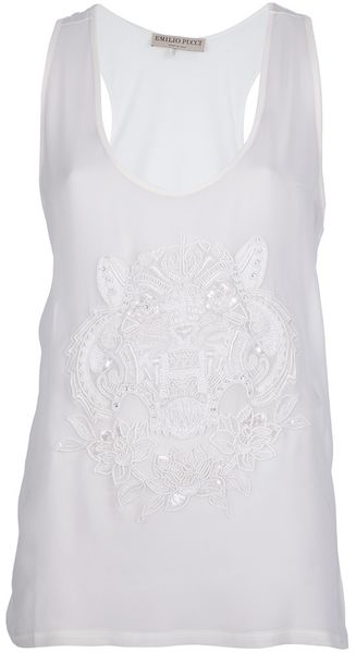 Emilio Pucci Embroidered Tiger Vest Top - Lyst