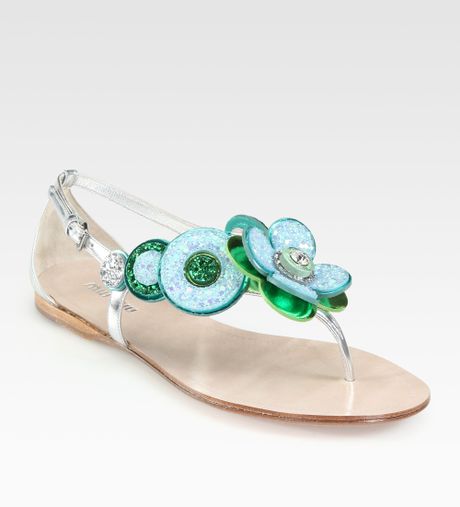 miu miu jeweled flat sandals