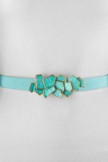 Oscar de la Renta Faille Enamel Buckle Belt Turquoi - Lyst