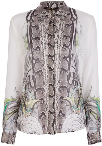 Roberto Cavalli Snakeskin Print Blouse - Lyst