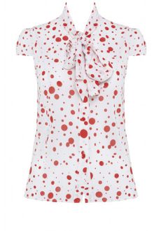 Alice + Olivia Zuzu Short Sleeve Red Polka Dot Bowtie Top - Lyst