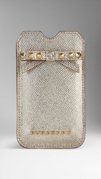 Burberry Metallic London Leather Studded Bow Phone Case - Lyst