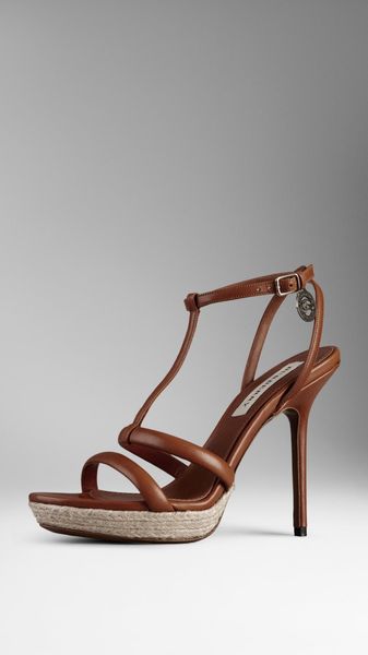 Burberry Leather Platform Sandals - Lyst