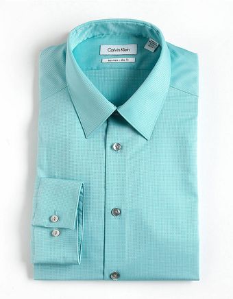 Calvin Klein Textured Striped Cotton Dress Shirt - Lyst
