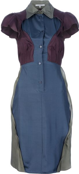 Carven Colour Block Shirt Dress - Lyst