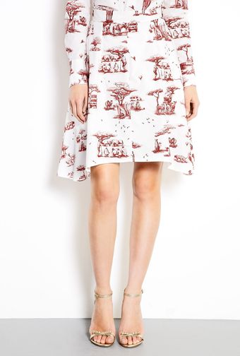 Carven Safari Print Poplin Full Skirt - Lyst