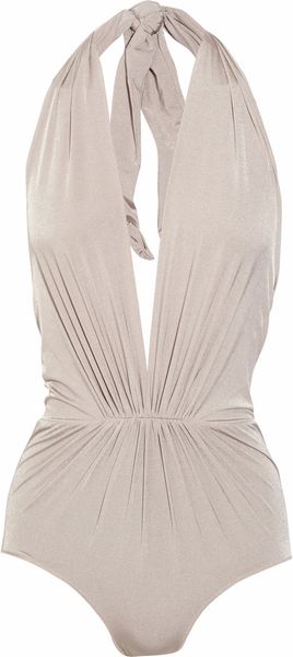 Clube Bossa Ruched Plungefront Halterneck Swimsuit - Lyst