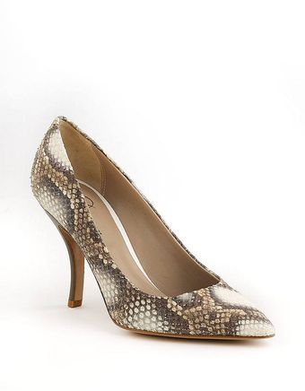 Delman Brisa Leather Printed Python Pumps - Lyst