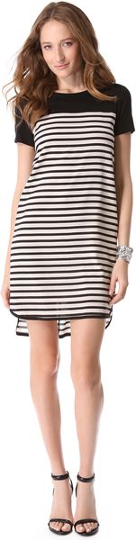 DKNY Stripe Trim Short Sleeve Dress - Lyst