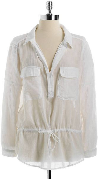 DKNY Split Vneck Cotton Top - Lyst