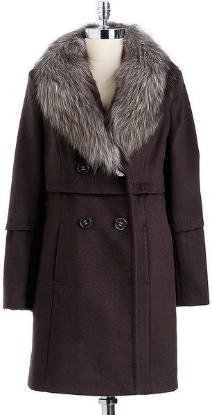 Elie Tahari Kaden Fur Collar Coat - Lyst