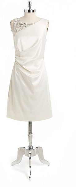 Eliza J Sleeveless Beaded Shoulder Dress - Lyst