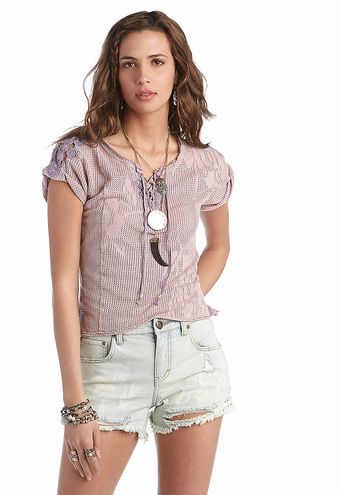 Free People Strawberry Fields Punched Eyelet Tee - Lyst