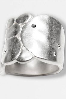 Kenneth Cole Rhinestone Hammered Silvertone Ring - Lyst