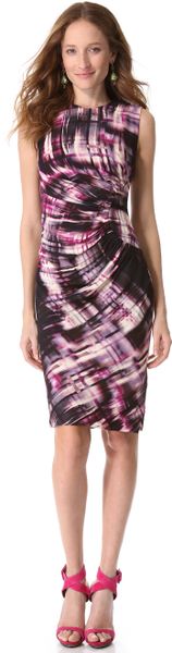 Lela Rose Sheath Dress with Side Ruching - Lyst
