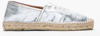 Marc By Marc Jacobs Metallic Silver Heavy Calf Leather Slip On Espadrilles - Lyst