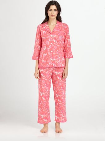 Oscar De La Renta Sleepwear Printed Cotton Lawn Pajama Set - Lyst