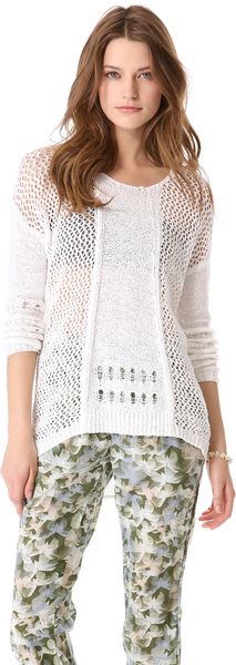 Rebecca Taylor Textured Crew Sweater - Lyst