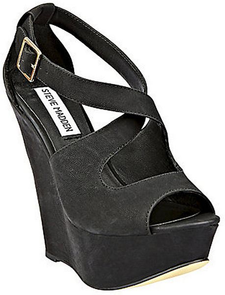 Steve Madden Xternal Suede Wedges in Black - Lyst