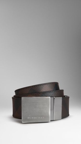 Burberry Smoked Check Reversible Leather Plaque Belt - Lyst