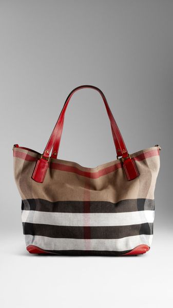 Burberry Large Check Canvas Tote Bag - Lyst
