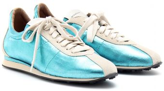 Burberry Wandle Metallic Cotton and Suede Sneakers - Lyst