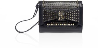 Kg Leather Studded Bow Clutch Bag - Lyst