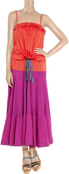 Sonia Rykiel Two-tone Cotton and Silk-blend Maxi Dress in Multicolor