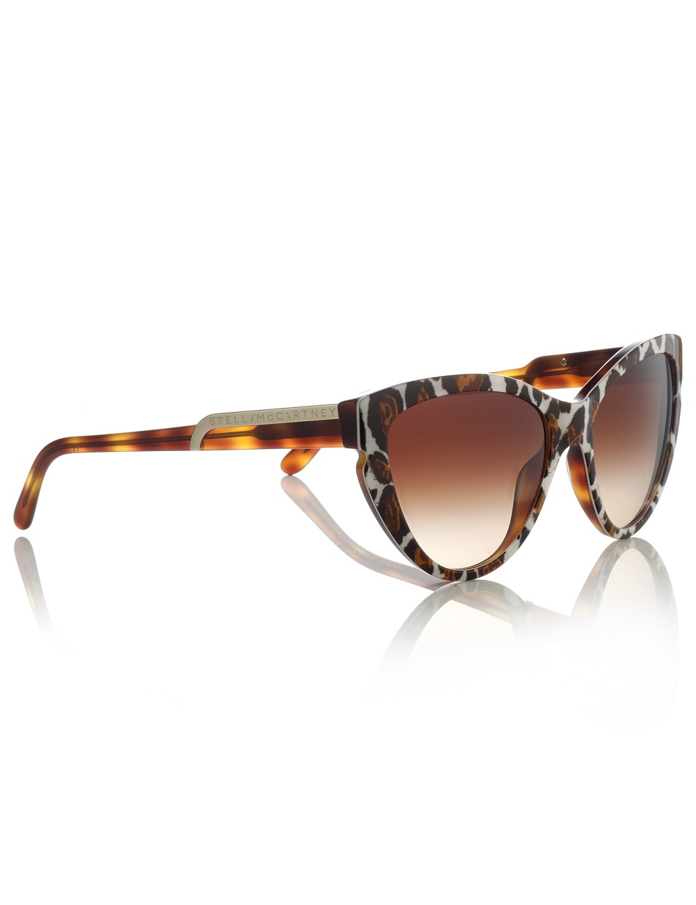Stella Mccartney White Leopard Cateye Sunglasses in Animal Lyst