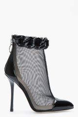Versus  Black Mesh and Chain Trompe Loeil Ankle Boots