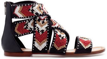 Zara Beaded Flat Sandal - Lyst