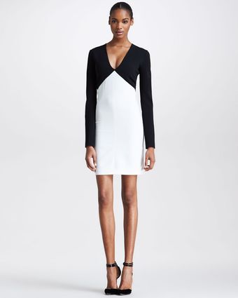 Emilio Pucci Two-tone V-neck Dress - Lyst