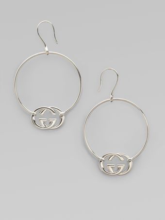 Gucci Sterling Silver Britt Hoop Earrings - Lyst