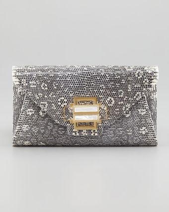 Kara Ross Electra Lizard Clutch Bag Gray - Lyst