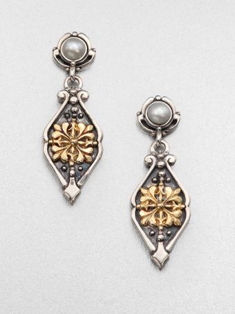 Konstantino Pearl Sterling Silver 18k Gold Drop Earrings - Lyst
