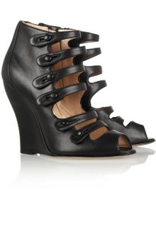 Oscar de la Renta Dakota Leather Wedge Sandals - Lyst